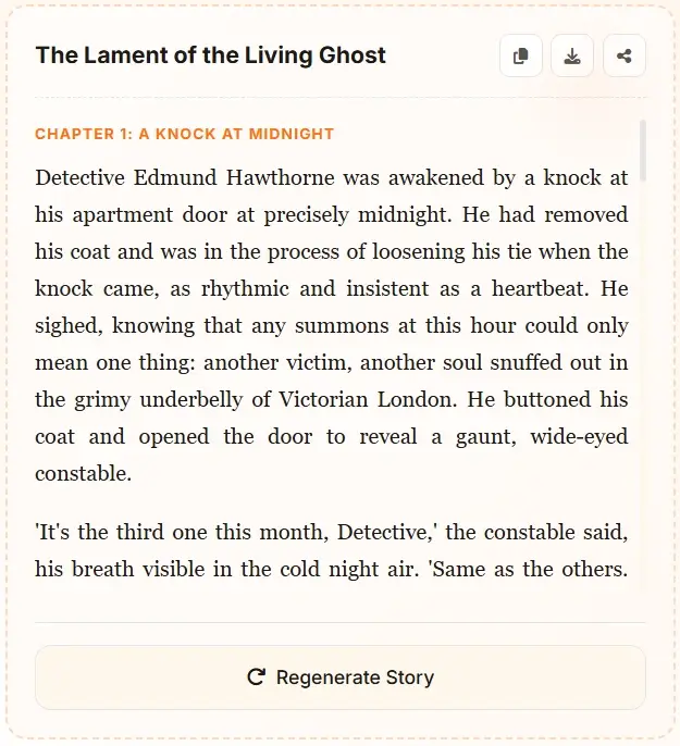 AI horror story generator example - The Lament of the Living Ghost